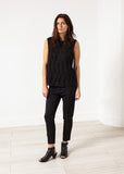 Zip Back Circle Blouse in Black